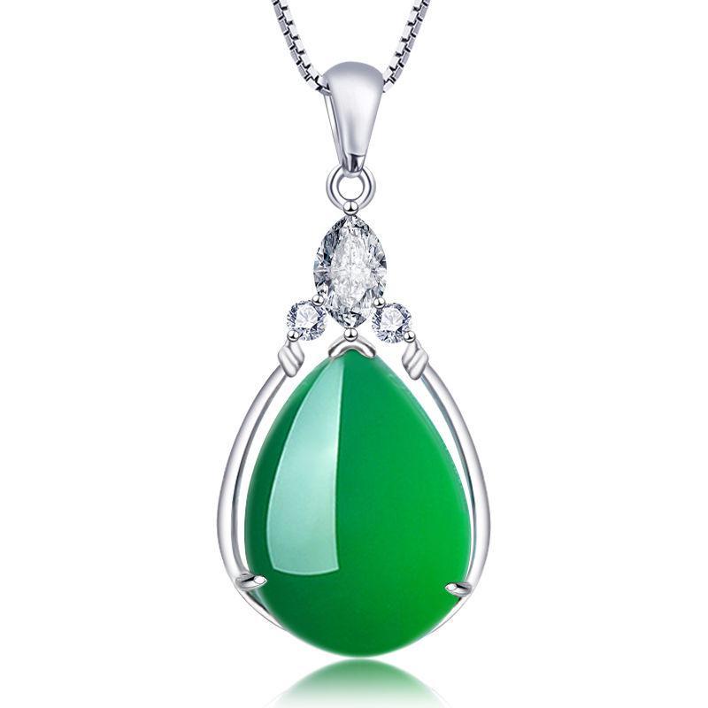 Natural jade pendant woman Jade Green Ice Seed s925 Pure Silver Jade Medullary Pendant Necklace Lock Bone Temperament Gift-Taobao