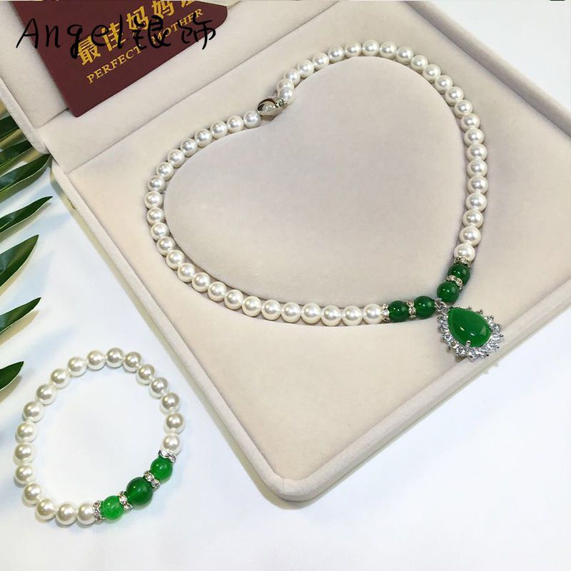Natural Freshwater Pearl Lock Bone Necklace Girl Pure Silver S925 Jade Medullary Pendant Send Mother Mother-in-law's Birthday Gift-Taobao