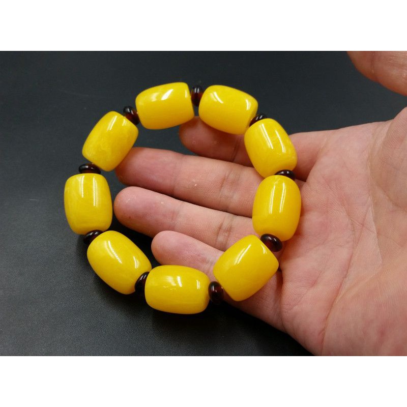 High-end Fine Honey Wax Amber Fluorescent Ornament Bracelet Fluorescent Honey Wax Abacus Beads Bracelet Chicken Oil Yellow Honey Wax Handstring -Taobao