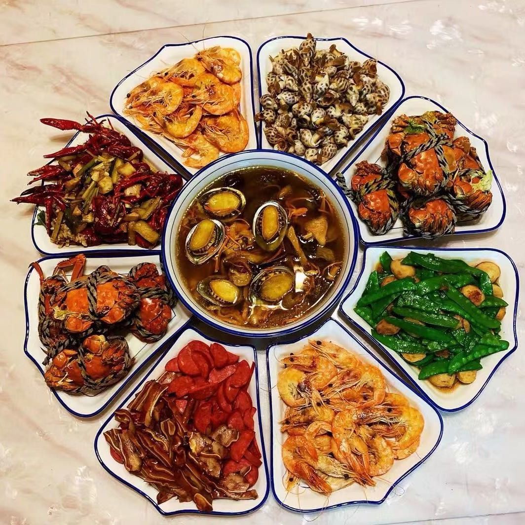 Ceramic set plate platter home combination New Year tableware set set family ten bowls ten plates creative net red plate