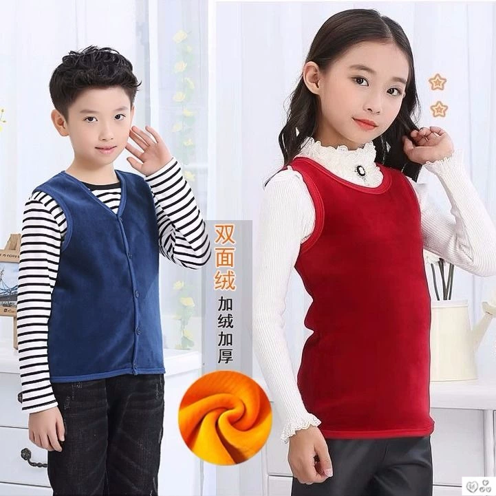 Miễn phí vận chuyển trẻ em mùa đông lớn cộng với nhung áo vest bông vest bé trai và bé gái áo ghi lê ấm áp cho mặc bên ngoài - Dệt kim Vest