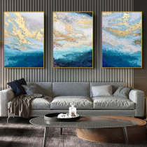 Living room hanging painting hand-painted abstract oil painting golden light flowing cloud Nordic simple light luxury gold foil sofa background wall painting
