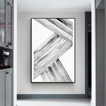Hand-painted oil painting parallel intersection Nordic modern simple light luxury decorative painting living room porch corridor hanging painting