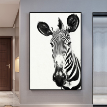Pure hand-painted oil painting Zebra Nordic modern minimalist animal series decorative painting porch corridor childrens room hanging painting