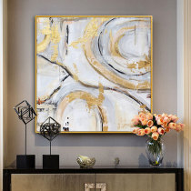 Hand-painted oil painting dazzling Nordic modern simple light luxury square decorative painting living room corridor triple hanging painting