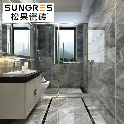 Pinecone Modern simple Dark gray whole body Marble Tiles Powder room Kitchen wall Tiles Floor tiles 300 600