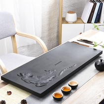 Wu Jinshi natural whole tea tray Household simple stone tea table Tea sea large tea tray embossed tea tray drainage type