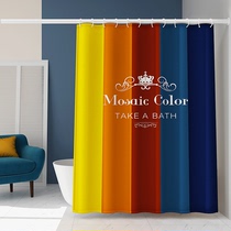  Bathroom waterproof shower curtain cloth set Bathroom punch-free mildew-proof partition curtain Bathroom Japanese shower curtain