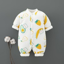 Newborn baby one-piece clothes autumn winter thickened clip cotton men and women baby clothes early winter clothing suit pyjamas cotton clothes