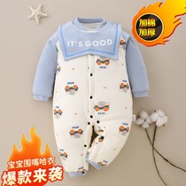 Baby one-piece clothes thickened warm foreign air newborn autumn and winter style handsome new men and women baby cotton outwear