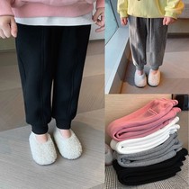 New girl kindergarten sports pants winter style foreign air children not down velvet pants 100 hitch baby casual long pants