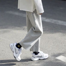 Autumn Winter ins grey pants male Korean version trendy relaxation Leisure 100 lap ulzzang Straight drum thin sports sweatpants