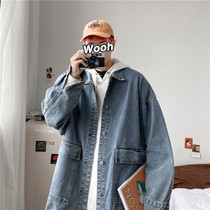 Denim Jacket Male Trend Leisure Port Wind Loose Tooling Jacket 2020 Autumn Winter New Day Family of Ruffin Handsome Blouse