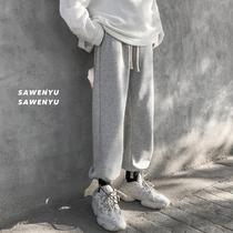 Spring Fall Pure Color Sports Pants Male Students Han Edition Loose Pure Color Casual Bouquet Leggings Pants Porn