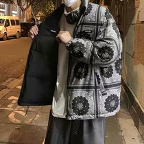 Winter Trend Two sides wearing jacket male cashew nut flower loose thickened cotton clothes cotton clothing 100 hitch-to-collar clothes