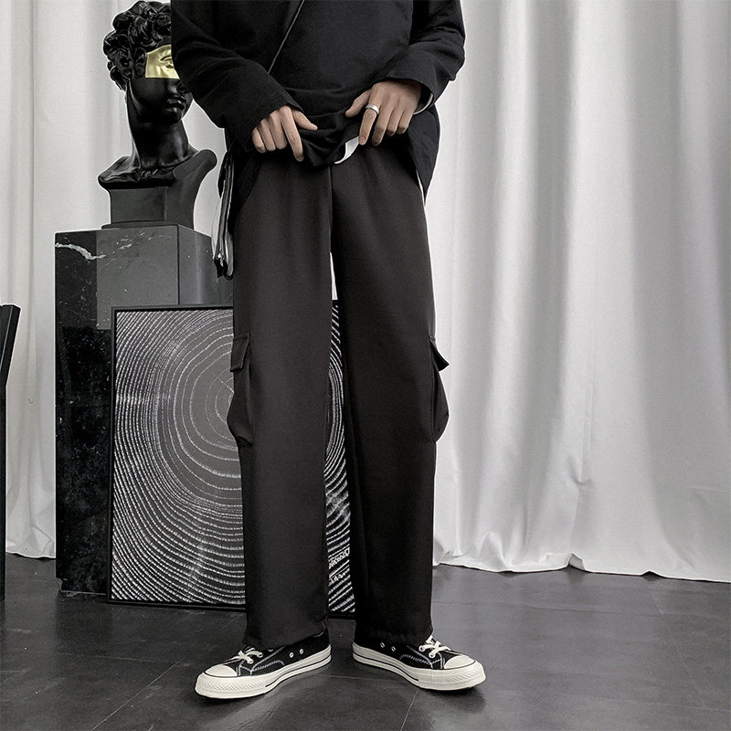 Clothing Pants Men Straight Drum Loose Korean version Trend 100 lap 90% Pants Wide-legged Student Boomer Fall Tug Fall