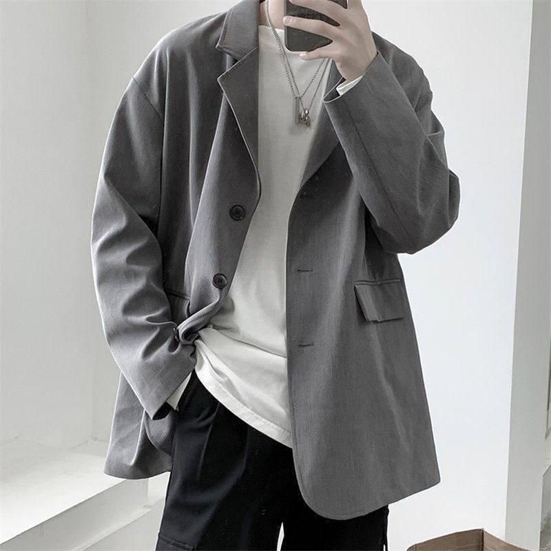 Yuppie handsome suit for men jacket jacket new Korean version trends ins loose handsome bf wind lovers casual suits