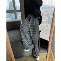 2021 Fall Harbor Wind Casual Long Pants Male and Mens Korean version Trend easy 100 Pendant Sensation Straight with Broadleg Plaid Pants Tide