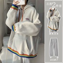 Lianhood Mens suit 2021 Chunqiu Ji Thin Harbor Wind Loose Set Clothes Mens Handsome Qi Tide Casual Pants