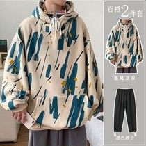 2021 Lianhood Dyeing Loose Sweatshirt Autumn Men and women Ins Tide Cards Loose 100 Lap Jacket Jacket outside wearing suit