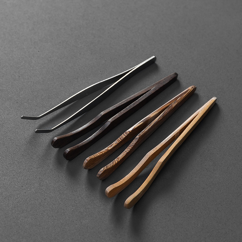 Diligent Tea Clip Tea Lane Six Gentleman Stainless Steel Black Sandalwood Bamboo Chicken Wings Solid Wood Zero Fit Tea Clip Tea Tray Accessories Tea Dish