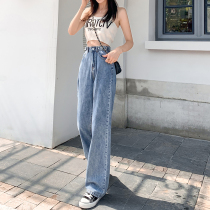 Denim wide leg pants women 2020 new high waist summer thin straight loose super thin hanging daddy pants