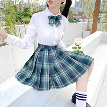 jk uniform skirt female genuine shirt shirt collar box dress spring set full set dk college style student long sleeve original
