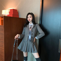 Day Ensemble Jk Uniform Dress Genuine full set of plexeats Dress Spring Inglén Academy Wind Suit Jacket Woman Two three suits