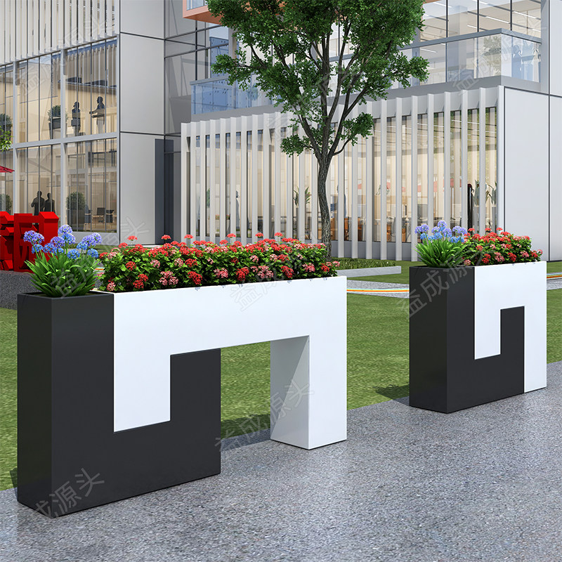 Creativity Outdoor Flower Case Iron Art Partition Combined Flower Groove Square Sales Floor Flower Altar Fence Partition Long planting box 