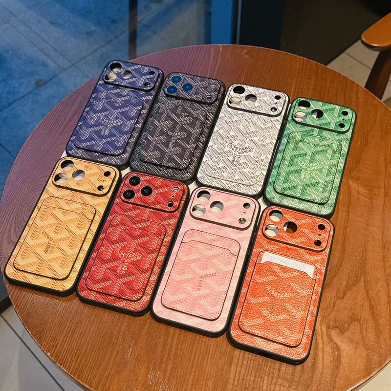 High-End Dog-Tooth Pattern Card Holder Case Suitable for 16 Pro Max, Full Coverage New iPhone 17 Pro Max Protective Case, Trendy Case for 14, Popular Case for 13, Unisex for 15, European and American Style Brand for 17, Leather for 16, Dirt-Resistant for 17P