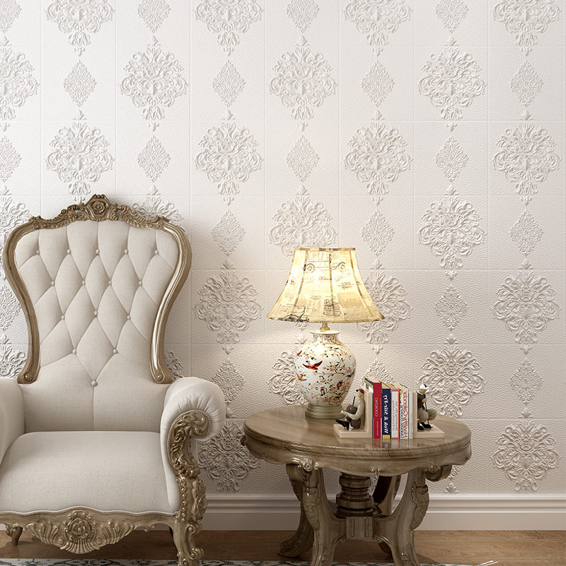 3D three-dimensional wallpaper self-adhesive waterproof moisture-proof mildew-proof wall sticker rental room renovation suspended ceiling ceiling wallpaper European style - Taobao