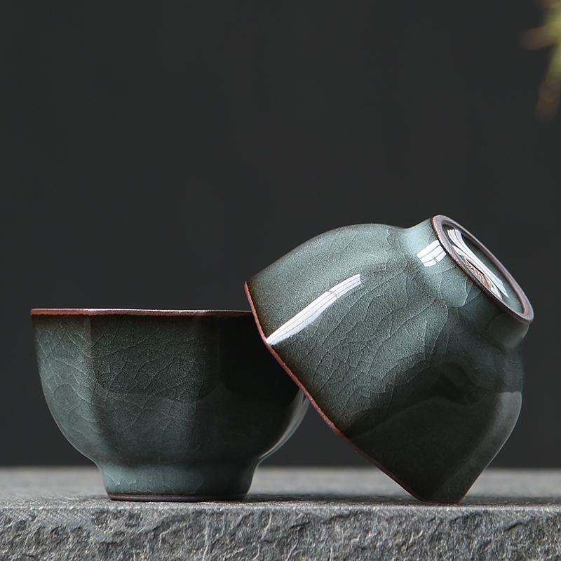Gokiln Master's Cup Tea Cup Single Cup Pint Tea Cup Green Porcelain Handmade Ice Crack Util tea with Pu'er Small tea bowl Tea-Taobao