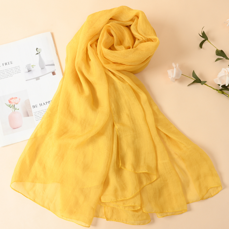 Yellow Silk Scarf 2026 New Dance Veil Ginger Yellow Scarf for Women Spring and Autumn Dancing Yellow Sand Scarf Thin Chiffon