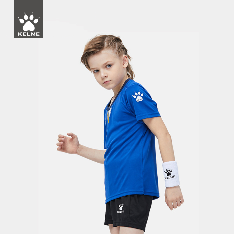 kelme Carmey Children's Soccer Clothes Boys and Women Short Sleeve Training Team Clothes Customized Jersey Boys