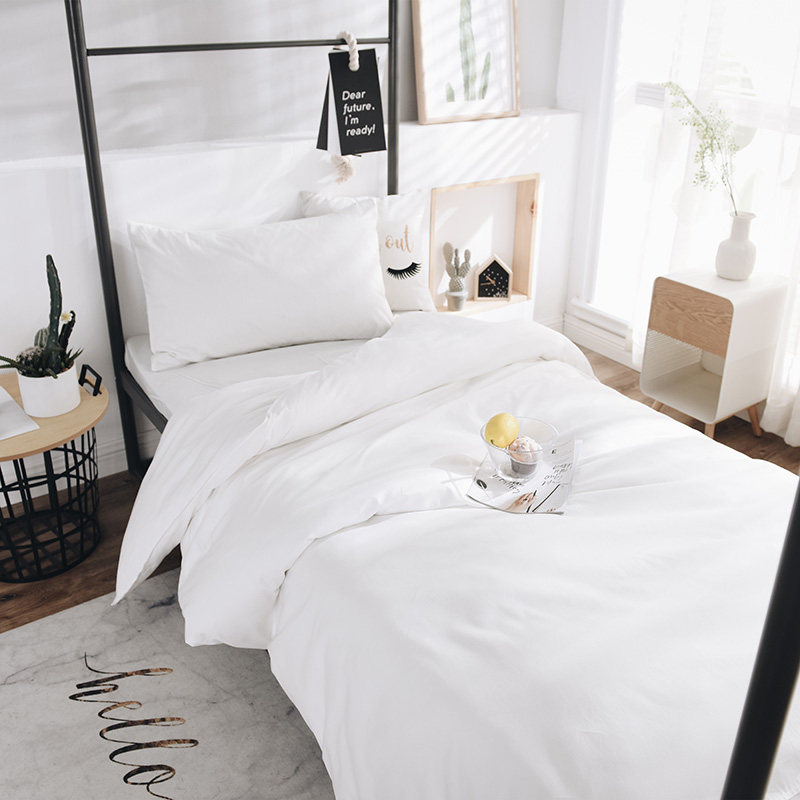 Cotton white quilt cover three-piece bed set bedding single hotel hotel staff dormitory quilt full set