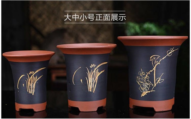 Yixing purple sand flowerpot orchid flower POTS ceramic interior clear orchid special pot sitting room boutique clivia flower pot
