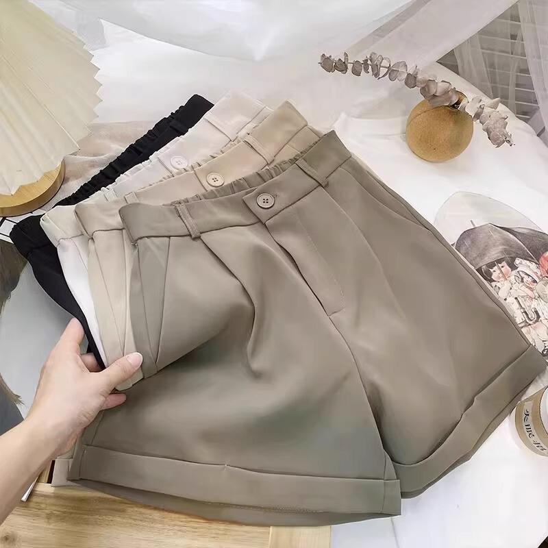 Extra Large Size 150kg Suit Shorts for Women, Summer 2026 New Style, High-Waisted, Slimming, Casual, Rolled Hem, A-Line, Wide-Leg Hot Pants