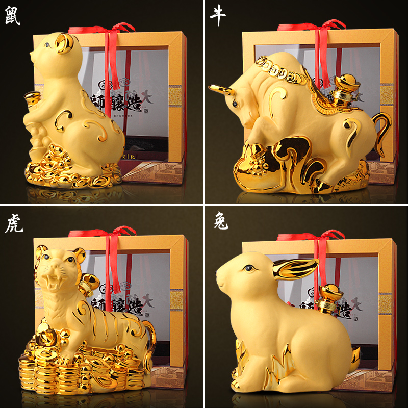 Jingdezhen ceramic bottle jars 5 kg pack sealing liquor pot home hip zodiac gold plated characteristics
