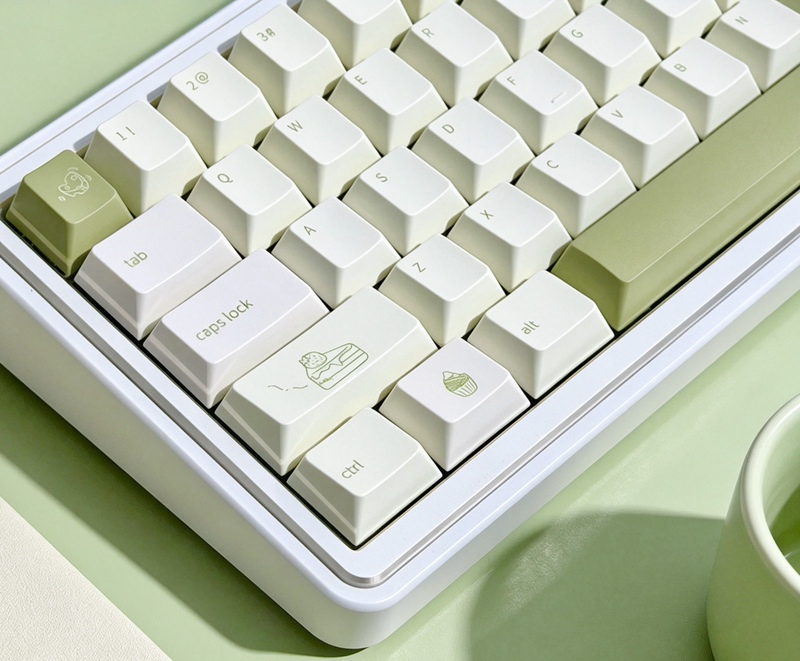 Original Matcha Cheese Rabbit Factory Keycaps, Dye-Sublimation Pbt, Compatible with Mechanical/Magnetic Switch Keyboards, 173 Keys