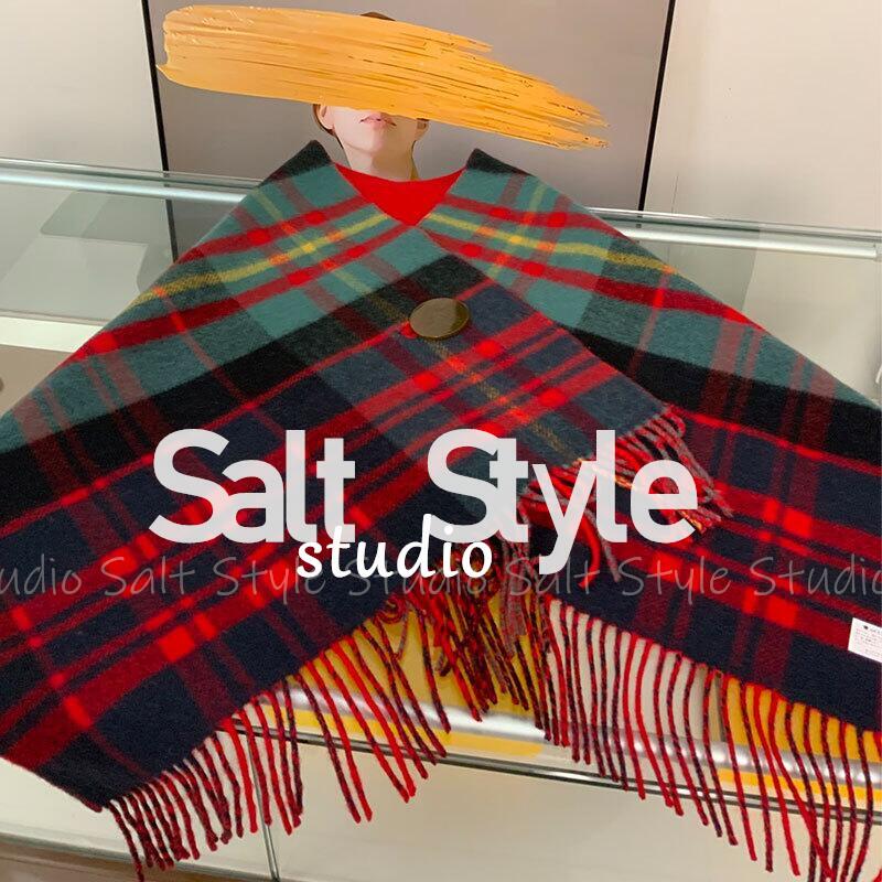 Salt Style British Style Western Empress Saturn Cape-Style Shawl Scarf Unisex Winter Warm Tassel