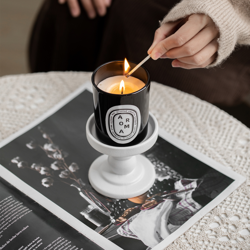 Nordic frosted ceramic white wax candle holder scented candle pendulum with light and luxurious perfume tray base-Taobao