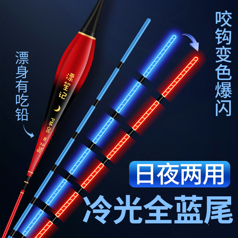 Blue Light Cold Light Tail Luminous Bleating Hook Discoloration Super Bright And Striking Full Blue Soft Finish Day And Night Dual-use Pops E-drift-Taobao