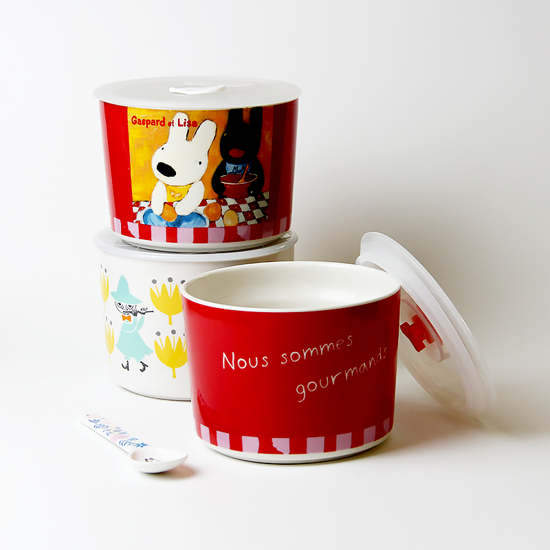 Japanese moomin rainbow such as bowl with cover preservation bowl seal storage tank mercifully microwave ceramic preservation box lunch box sealing bowl