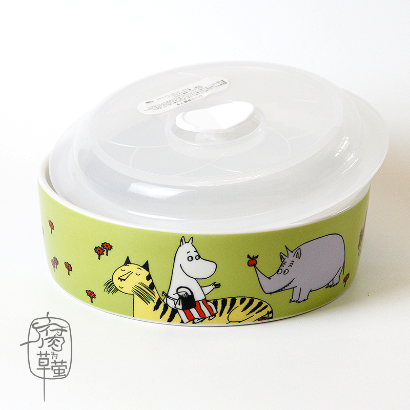 Japanese moomin rainbow such as bowl with cover preservation bowl seal storage tank mercifully microwave ceramic preservation box lunch box sealing bowl
