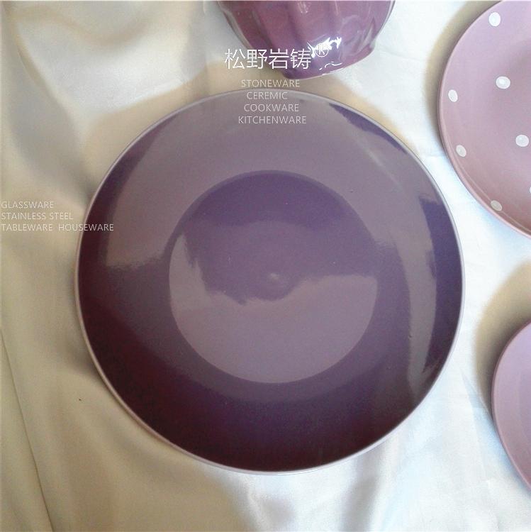 Purple color plate tableware ceramics porridge bowl of soup bowl dish dish plates household Nordic dinner plate, defective