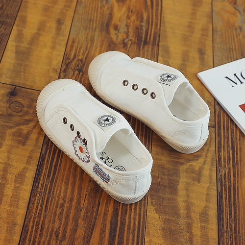 Летние детские тканевые туфли, белая обувь, ручная роспись, коллекция 2021, в корейском стиле