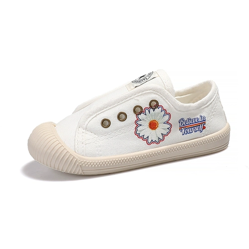 Летние детские тканевые туфли, белая обувь, ручная роспись, коллекция 2021, в корейском стиле