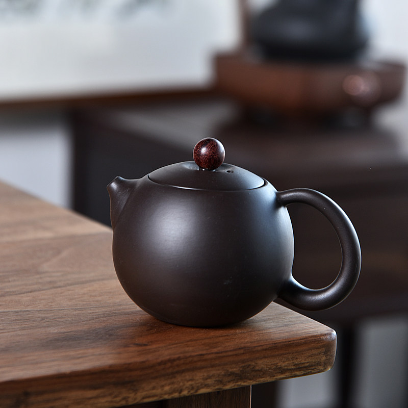 Tang one thousand Purple Sand Teapot Semi-manual West Ch Pot Stone Ladypot Well Column Ceramic Kung Fu Bubble Teapot Household Size Capacity