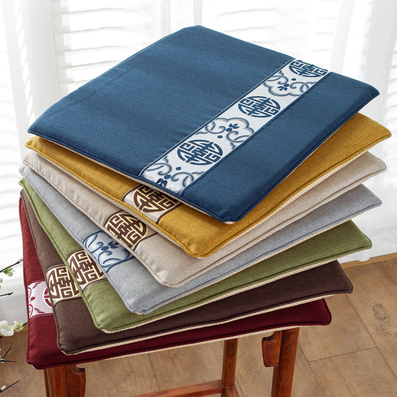 Mahogany new Chinese cushion? Chair cushion solid wood sofa cushion thickened cotton and linen cushion tea chair washer chair cushion cushion