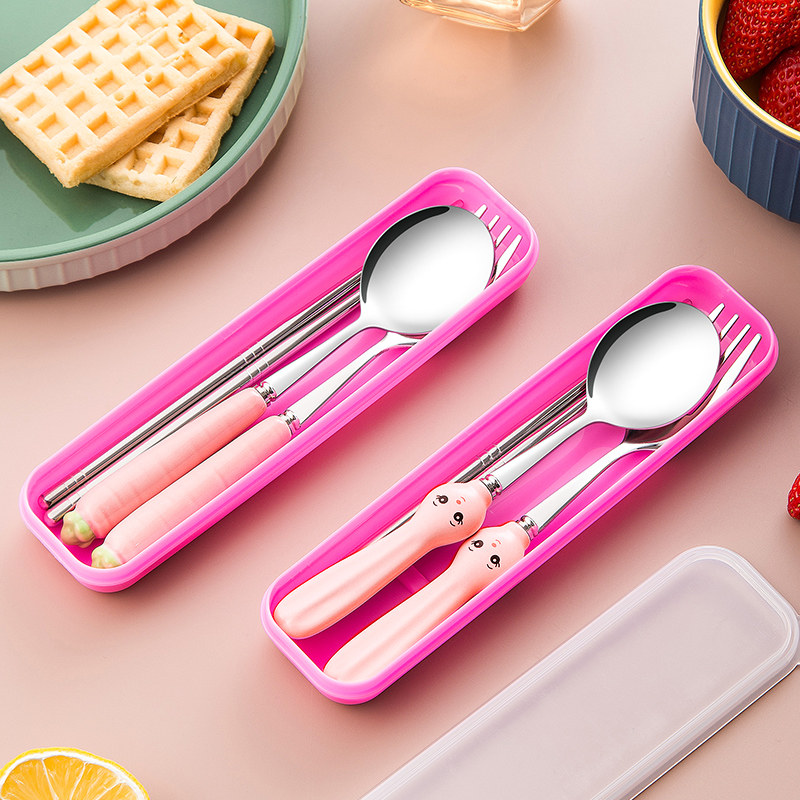 Chopsticks Spoon Suit Portable Cutlery Cutlery Three-piece Chopsticks Single Fit 304 Stainless Steel Fork Lunchbox